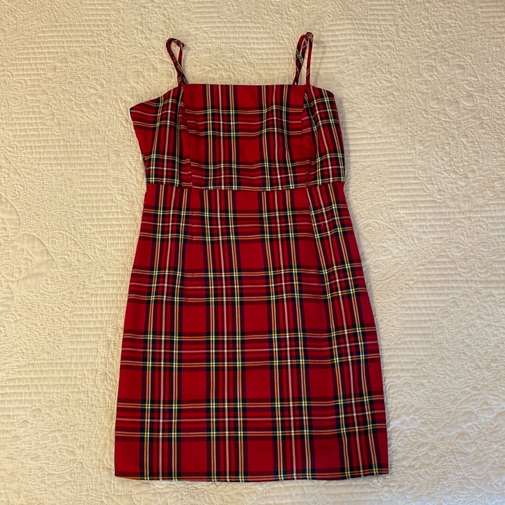 Red Plaid Women’s Midi Dress